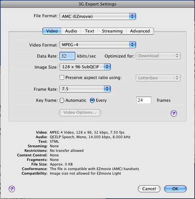 PcP Encodings - AMC (EZmovie) - Video Settings